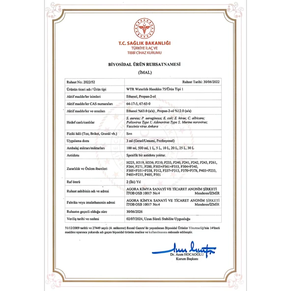 WTR Handdes 75 Alkol Bazlı Sıvı El Dezenfektanı 5L - 2'li Paket - Resim 3