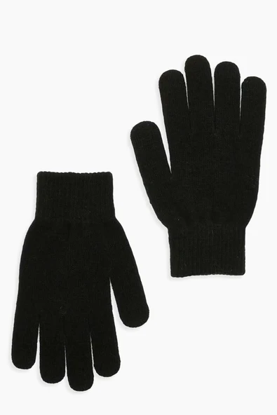 Erkek Eldiven Kışlık Örgü Eldiven Siyah - Resim 2