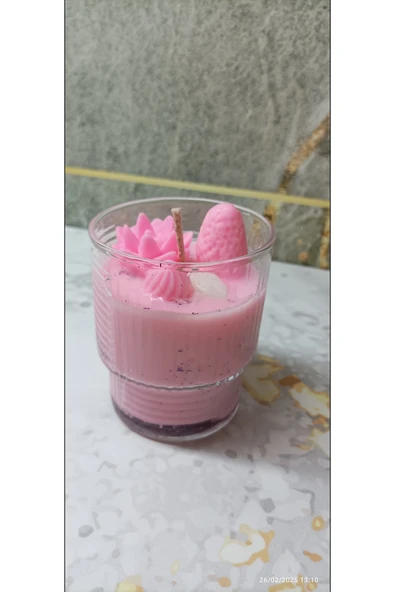 Pinhomedizayn Cam bardak çilekli mum - 4