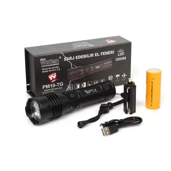 3000 Lümen  Güçlü El Feneri  Wt-600 ürün görseli