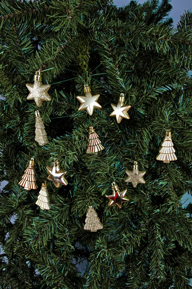 Waldern 12li Yıldız Ve Ağaç Figürlü Yılbaşı Süsü Altın ürün görseli