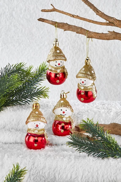 Waldern 4lü Yılbaşı Çam Ağacı Kardan Adam Süs - Resim 4