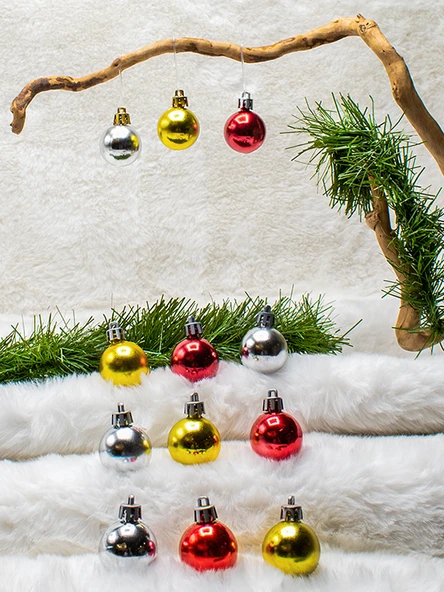 Waldern Yılbaşı Çam Ağacı 12li Karışık 3cm Cici Top - Resim 2