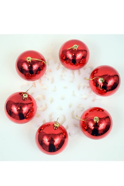 Waldern Yılbaşı Çam Ağacı Süsü Kırmızı 8 Cm 6lı Cici Top ürün görseli