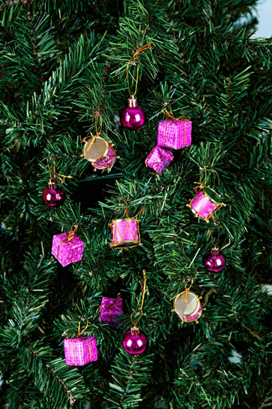 Waldern Yılbaşı Çam Ağacı Süsü 3cm 13lü Davul-Cici-Hediye Paketi Pembe ürün görseli 1