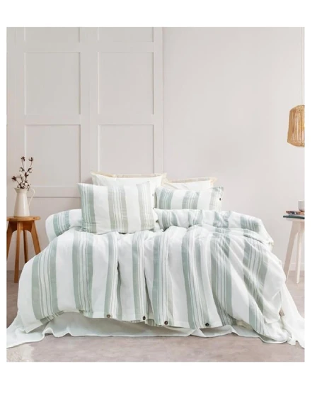 Schafer Home Costa İpliği Boyalı Çift Kişilik Nevresim Takımı 4 Parça-Haki ürün görseli