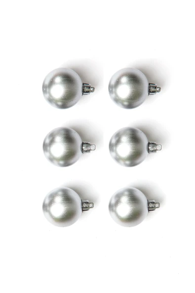 Waldern 6lı Yılbaşı Çam Ağacı Topu 4cm Gümüş - Resim 2