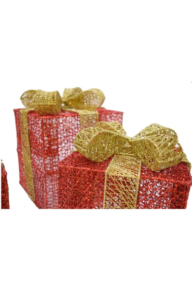 Waldern Yılbaşı Çam Ağacı Hediye Paketi Büyük Boy Kırmızı-Altın - Resim 6