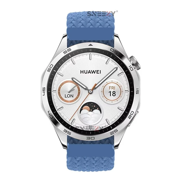 Sneezy Huawei Watch Gt4 46mm İle Uyumlu 22mm Metal Klips Solo Fiberlink Örgü Kordon  Mavi Açık - Resim 4
