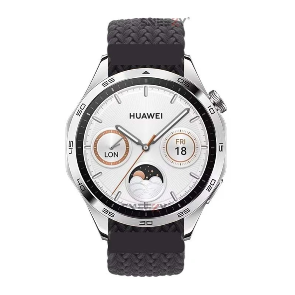 Sneezy Huawei Watch Gt4 46mm İle Uyumlu 22mm Metal Klips Solo Fiberlink Örgü Kordon  Füme - Resim 4