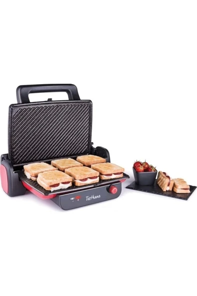 Stilevs Tosthane Izgaralı Tost Makinesi-kırmızı - Resim 4