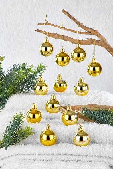 Waldern Yılbaşı Çam Ağacı Süsü Gold 4 Cm 12li Cici Top ürün görseli