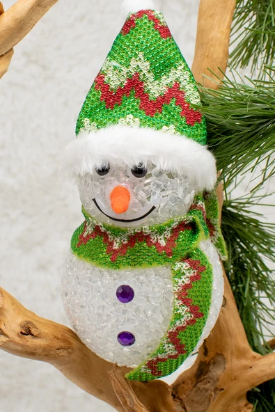 Dekoratif Yılbaşı Süsü Işıklı Kardan Adam 15 Cm - Resim 2