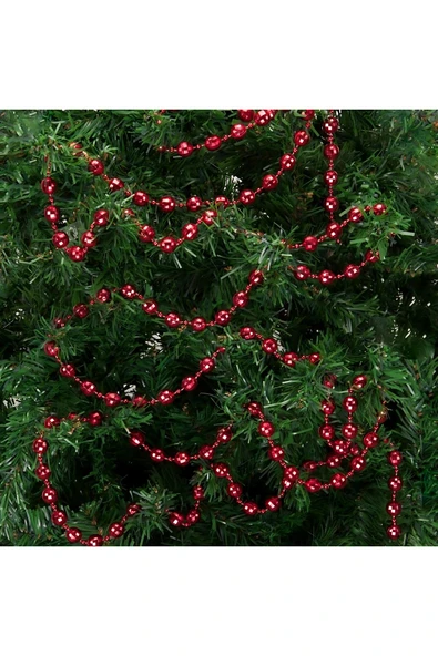 Waldern Premium 5 metre 6mm Yılbaşı Zincir Süs Kırmızı - Resim 2