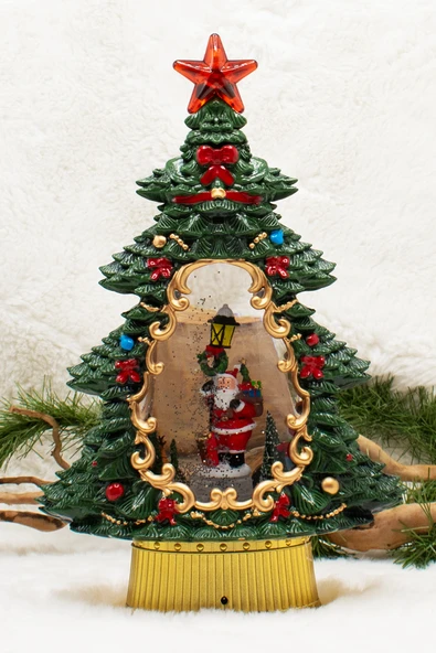 Dekoratif Çam Ağacı Kar Küresi Noel Baba Yılbaşı Süsü ürün görseli