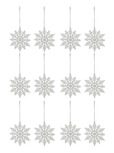 Waldern Yılbaşı Çam Ağacı Süsü Simli Kar Tanesi 12li Beyaz - Resim 3