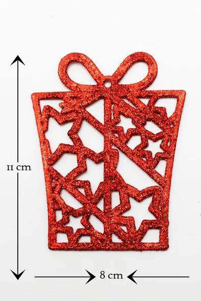 3lü Hediye Paketi Gold-Gümüş-Kırmızı Yılbaşı Çam Ağacı Süsü 11*8CM - Resim 2