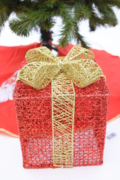 Waldern Yılbaşı Çam Ağacı Hediye Paketi Orta Boy Kırmızı-Altın - Resim 5