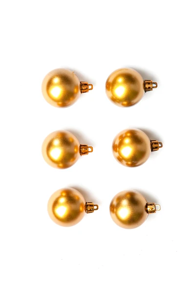 Waldern 6lı Yılbaşı Çam Ağacı Topu 4cm Gold - Resim 2