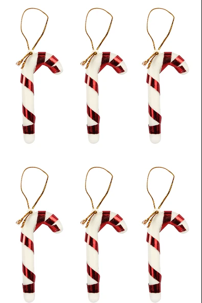 Waldern 6lı Şeker Kamışı Yılbaşı Süs 7cm ürün görseli 1