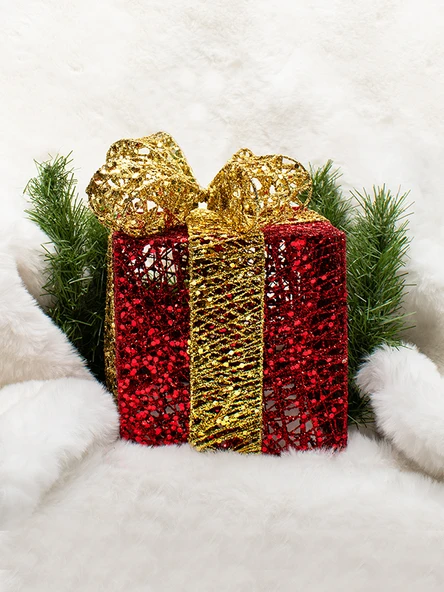 Waldern Yılbaşı Çam Ağacı Hediye Paketi Küçük Boy Kırmızı-Altın - Resim 4