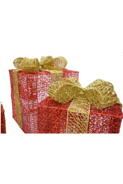 Waldern Yılbaşı Çam Ağacı Hediye Paketi Küçük Boy Kırmızı-Altın - Resim 5