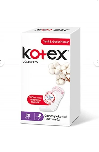 Kotex Günlük Ped Uzun 28’li Çanta Paketleri Parfümsüz ürün görseli 1