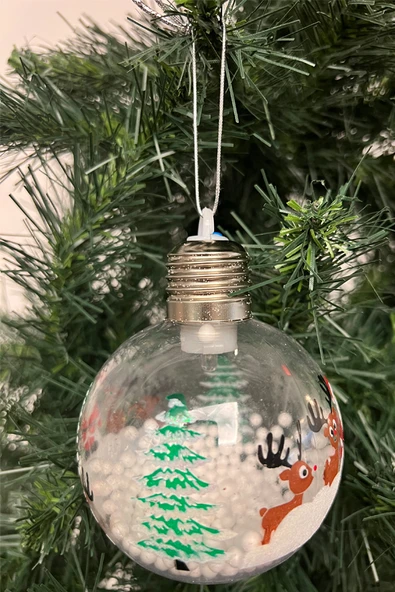 Waldern Yılbaşı Ağaç Noel Desenliı Işıklı Ampul Süs - Resim 3