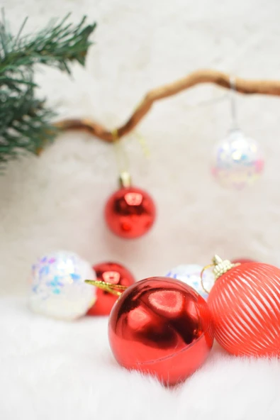 Waldern Premium Collection 20li Kırmızı Beyaz Yılbaşı Süs 4 cm - Resim 5