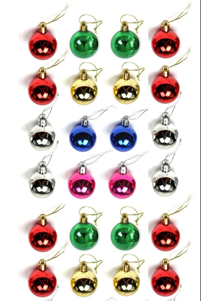 Waldern Yılbaşı Çam Ağacı Süsü Renkli 4 Cm 24lü Cici Top ürün görseli