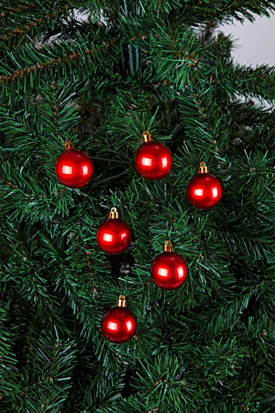 Waldern 6lı Yılbaşı Çam Ağacı Topu 4cm Kırmızı - Resim 4