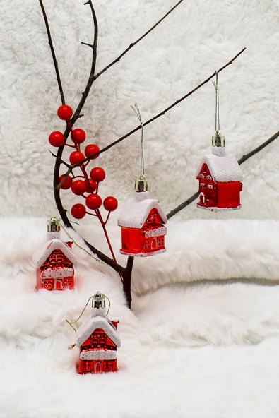 4lü Ev Yılbaşı Ağacı Süsü 7cm ürün görseli