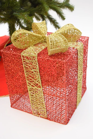 Waldern Yılbaşı Çam Ağacı Hediye Paketi Büyük Boy Kırmızı-Altın - Resim 4