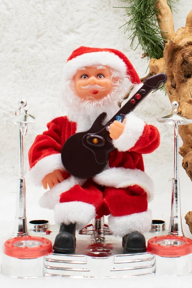 Gitarist Noel Baba Santa Claus Yılbaşı Süsü 19*16CM - Resim 2