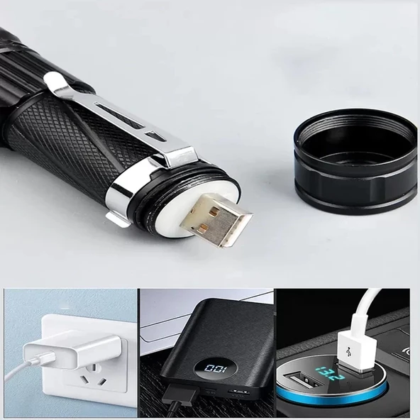 P50 Led Şarjlı Mıknatıslı Usb El Feneri  Wt-622 - Resim 4