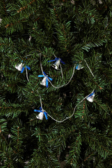 Waldern Yılbaşı ÇamAğacı Zincirli Çan Süs 120cm Gümüş - Resim 2