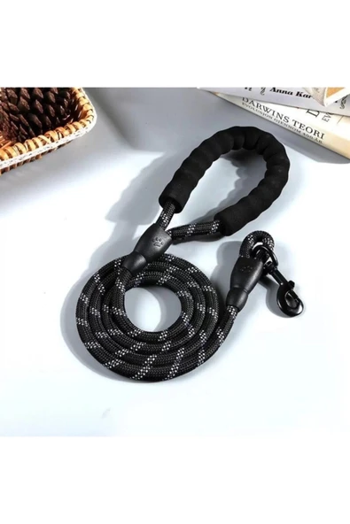 Köpekler İçin Gezdirme Tasması Reflektörlü 130 Cm Halat Orta Ve Büyük Boy Köpekler İçin Siyah ürün görseli 1