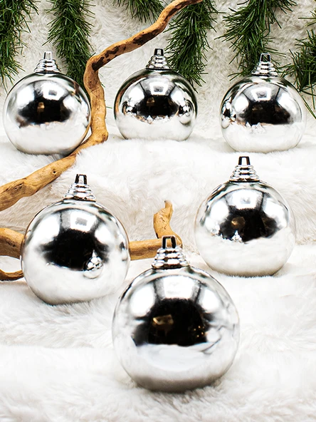 Waldern Yılbaşı Çam Ağacı Süsü Gri 8 Cm 6lı Cici Top - Resim 2