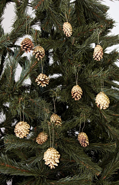 Waldern Yılbaşı Çam Ağacı Süsü Kozalak 12li Altın - Resim 2