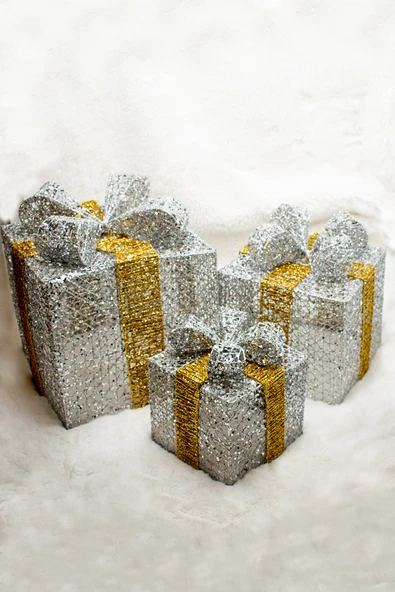 Waldern Yılbaşı Çam Ağacı Hediye Paketi Orta Boy Gümüş-Kırmızı - Resim 2