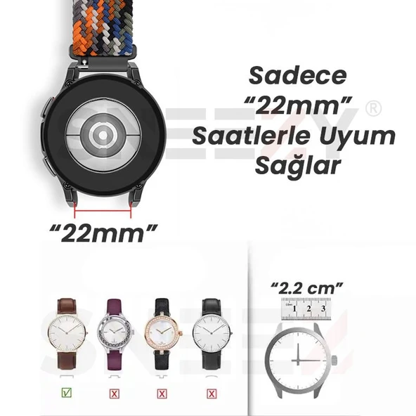 Sneezy Huawei Watch Gt4 46mm İle Uyumlu 22mm Metal Klips Solo Fiberlink Örgü Kordon  Lila - Resim 3