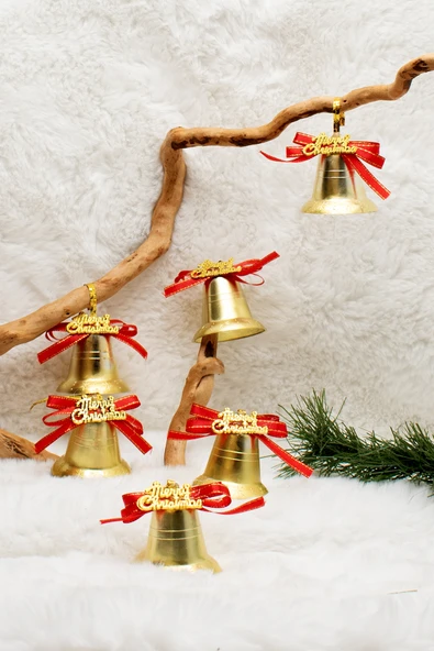 Yılbaşı 6lı Merry Christmas Çan Süs 5cm ürün görseli
