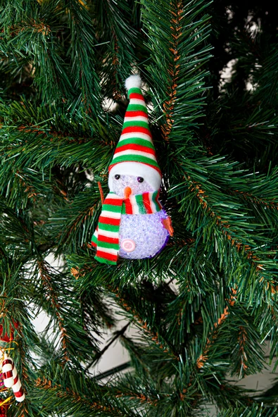 Dekoratif Yılbaşı Süsü Işıklı Kardan Adam 15 Cm - Resim 3