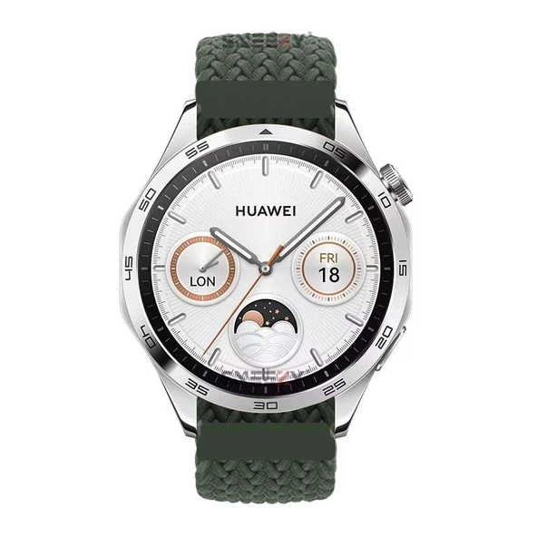 Sneezy Huawei Watch Gt4 46mm İle Uyumlu 22mm Metal Klips Solo Fiberlink Örgü Kordon  Haki - Resim 4