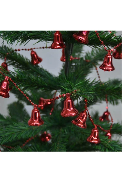 Waldern Yılbaşı Çam Ağacı Zincirli Çan Süs 120cm Kırmızı - Resim 3