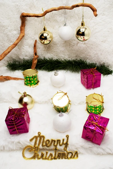 Merry Christmas Karışık Yılbaşı Süs Paketi 5cm ürün görseli 1