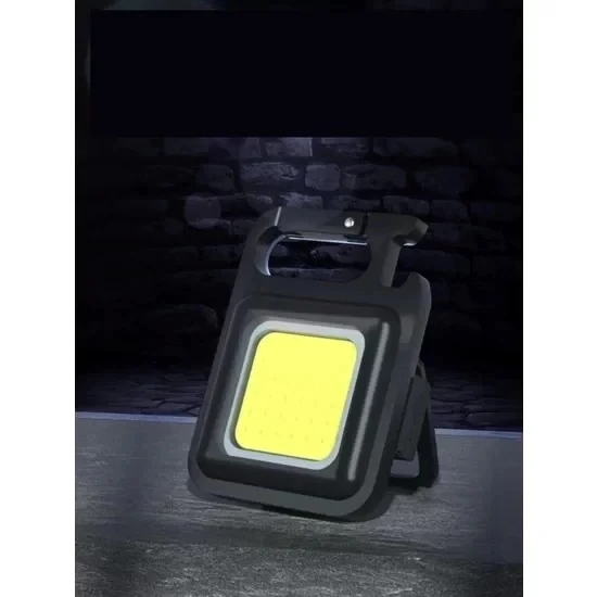 Mini 30 Ledli  Mıknatıslı Anahtarlık Flash Kamp Lambası Askılı Kapak Açacaklı Şarjlı Fener - Resim 3