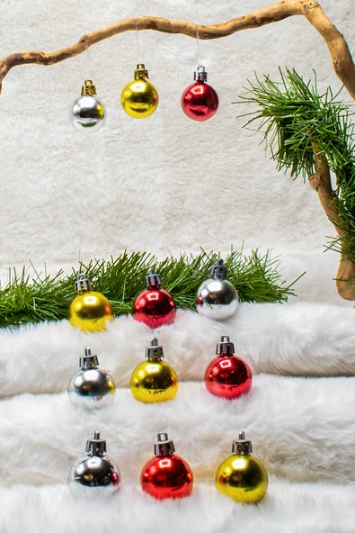 Waldern Yılbaşı Çam Ağacı 12li Karışık 3cm Cici Top ürün görseli