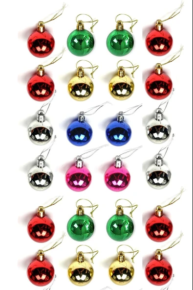 Waldern Yılbaşı Çam Ağacı Süsü Renkli 4 Cm 24lü Cici Top - Resim 3