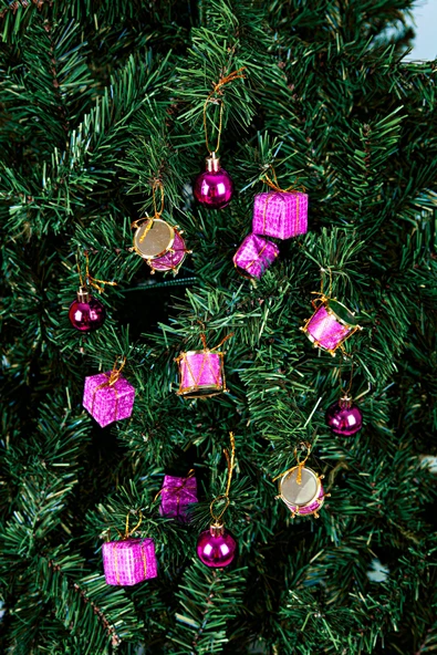 Waldern Yılbaşı Çam Ağacı Süsü 3cm 13lü Davul-Cici-Hediye Paketi Pembe - Resim 2